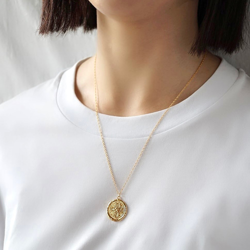 アンティークコインの14kgfロングネックレス (50cm) ゴールド 金属