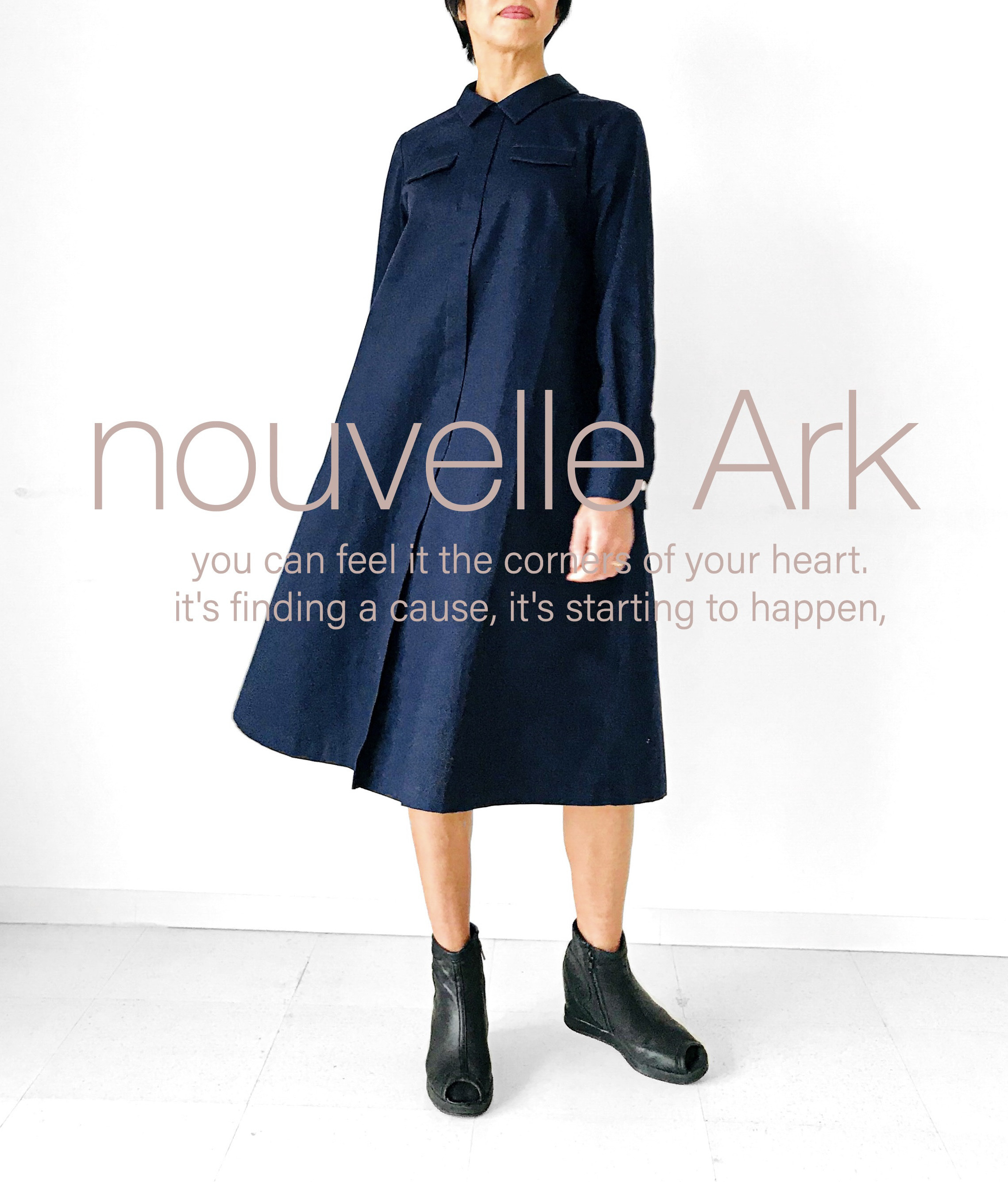 レディス【ladies】襟付き 高級tr素材使用【ボタン：茶色タイプ】 Aライン  インバーテッドプリーツ ワンピース 28,584円