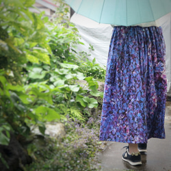 【受注】心はずむ　紫陽花スカート　パープル　　コットン　母の日　敬老の日　誕生日 9枚目の画像