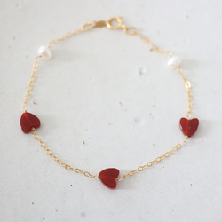 14KGF redheart pearl bracelet[br2988] 1枚目の画像