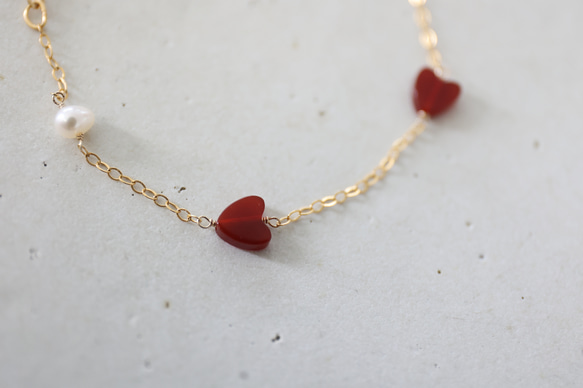 14KGF redheart pearl bracelet[br2988] 4枚目の画像