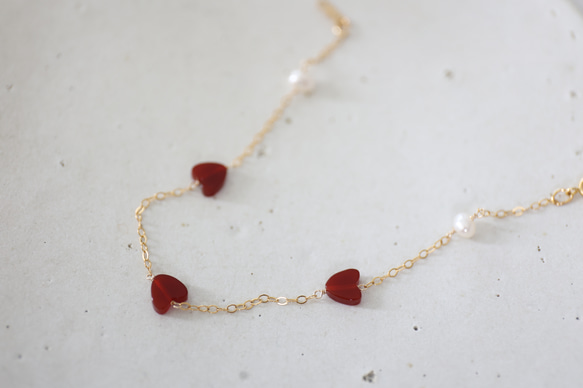 14KGF redheart pearl bracelet[br2988] 3枚目の画像