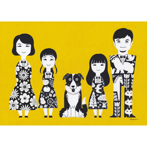 北欧柄のポップなアート似顔絵」イラスト/アート/絵画/北欧/模様