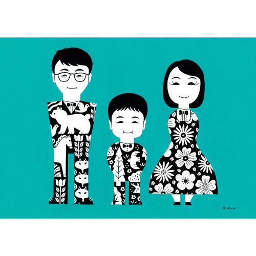 mami様オーダー作品「北欧柄のポップアート似顔絵」