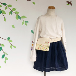 【ウエストゴム】ちょうちょと花柄のベルト付き移動ポケット（ベージュ）女の子 12枚目の画像