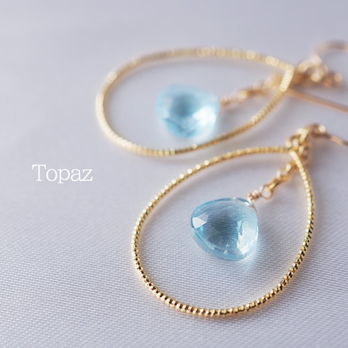 14kgf ブルートパーズピアス ピアス（フック・チェーン） Boite de 