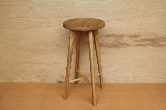 無垢材のキッチンスツールA・タモ材・ハイスツール・カウンターチェアー・お好きな高さでオーダー可 4枚目の画像