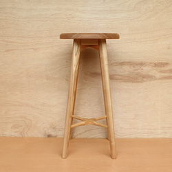 無垢材のキッチンスツールA・タモ材・ハイスツール・カウンターチェアー・お好きな高さでオーダー可 3枚目の画像