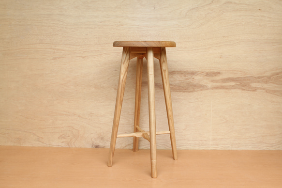 無垢材のキッチンスツールA・タモ材・ハイスツール・カウンターチェアー・お好きな高さでオーダー可 2枚目の画像