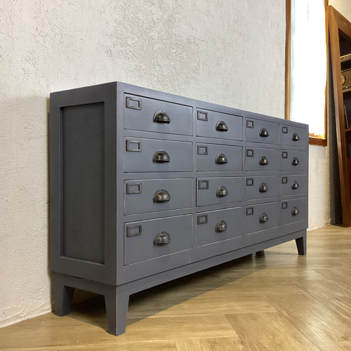 アンティーク調 脚付き 16杯 引出し チェスト マホガニー 無垢材 幅143