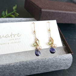 アイオライト【Iolite】 チェーンデザインピアス 2枚目の画像