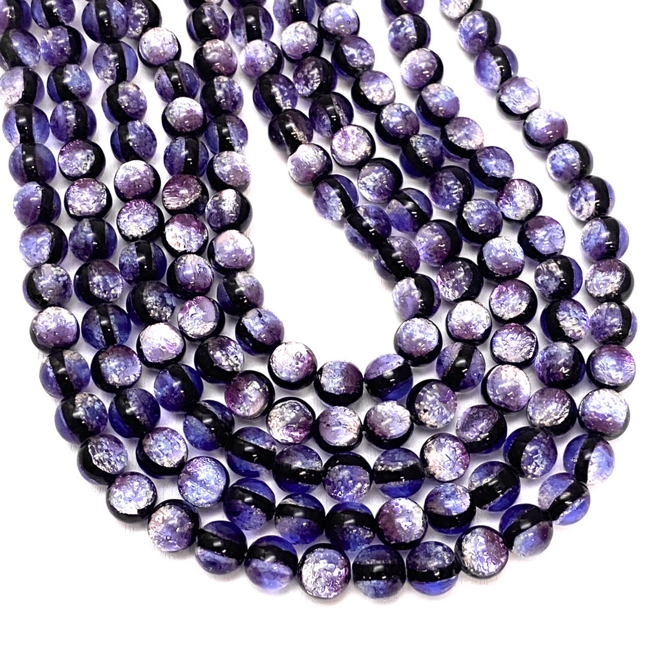 蓄光 マリンパープル ホタルガラス 10mm 連売り 40粒 蓄光 ホタルガラス 沖縄とんぼガラス とんぼ玉 夜光タイプ