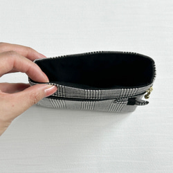 【ファスナー付き】大人かわいい　移動ポケット（黒チェック・ふたなし）サニタリー 3枚目の画像