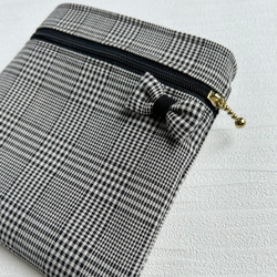 【ファスナー付き】大人かわいい　移動ポケット（黒チェック・ふたなし）サニタリー 11枚目の画像