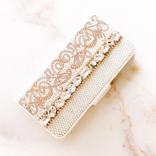 全面スワロフスキーiPhone 13promax 手帳型デコプティ