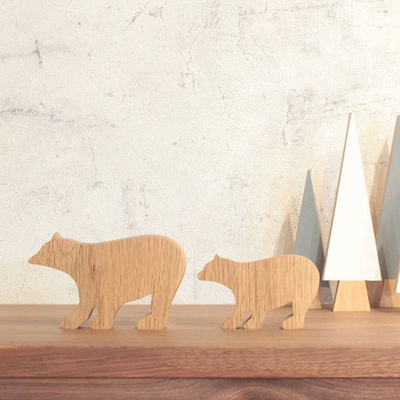 [免運費] 北極熊/S 號北極熊裝飾物雕像動物斯堪的納維亞雜貨木製天然冬季熊 第3張的照片