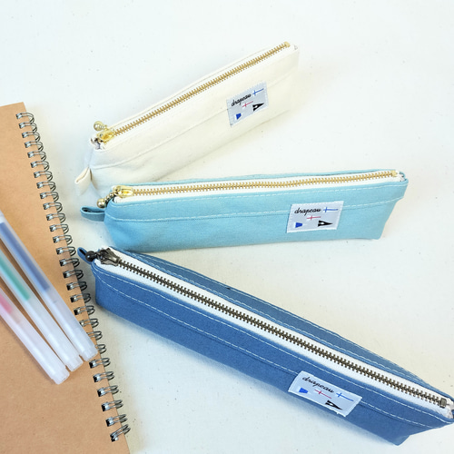 選べるサイズとカラー】帆布 モノトーン ペンケース 20cm 18cm 16cm 