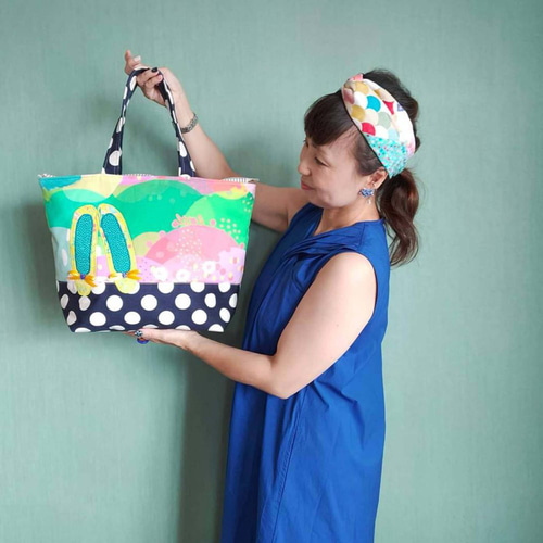 バレエシューズのトートバック shiki × ドット帆布 トートバック