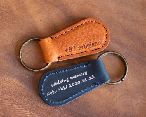 名入れ可能】本革 キーホルダー 日本製 丸型 キーリング レザー 革小物