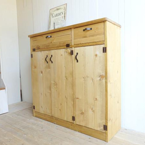 サイズデザインオーダー可！4枚バッタン扉キャビネット○ナチュラル