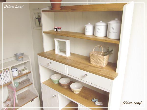 ※送料がかなり安くなりました！サイズオーダー可！●2扉2杯引出しカップボード●天然木シャビーホワイト●受注製作