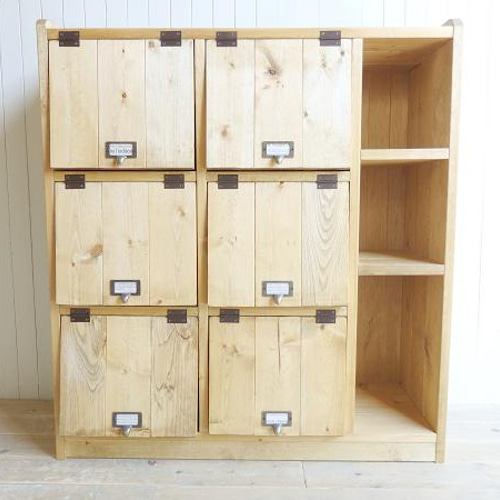 サイズ、デザインオーダー可！6パタパタ扉キャビネットウォルナット