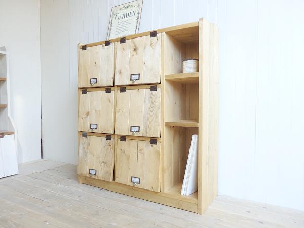 ※送料がかなり安くなりました！★オーダー可！●６パタパタ扉キャビネット●ナチュラルブラウン天然木無垢材●受注製作