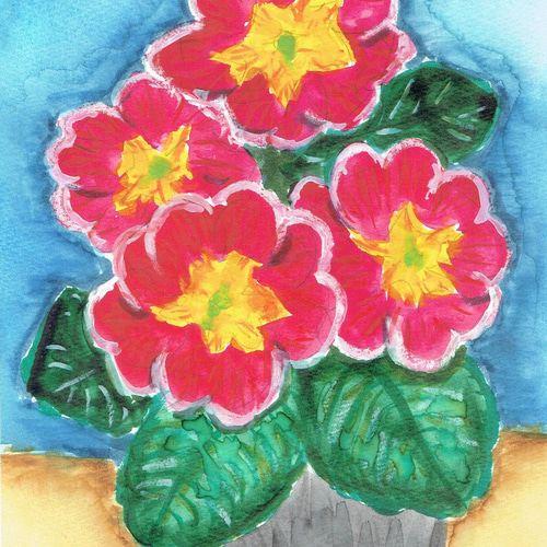 紅プリムラ 水彩画原画 絵画 yko 通販 8305072｜Creema(クリーマ)