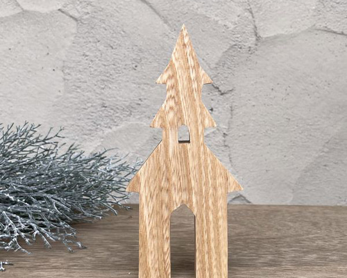 ★ナチュラル デコレーション★木製 北欧 ドイツ 置物 オブジェ クリスマス ハウス 3階建て オブジェ｜クリスマス 飾り 無垢 オーク 置物 北欧