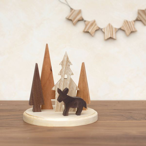 ハウス 3階建て オブジェ｜クリスマス 飾り 無垢 オーク 置物 北欧