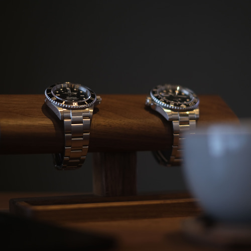 メガネトレー付き4本掛けスタンド【ウォルナット】 その他インテリア