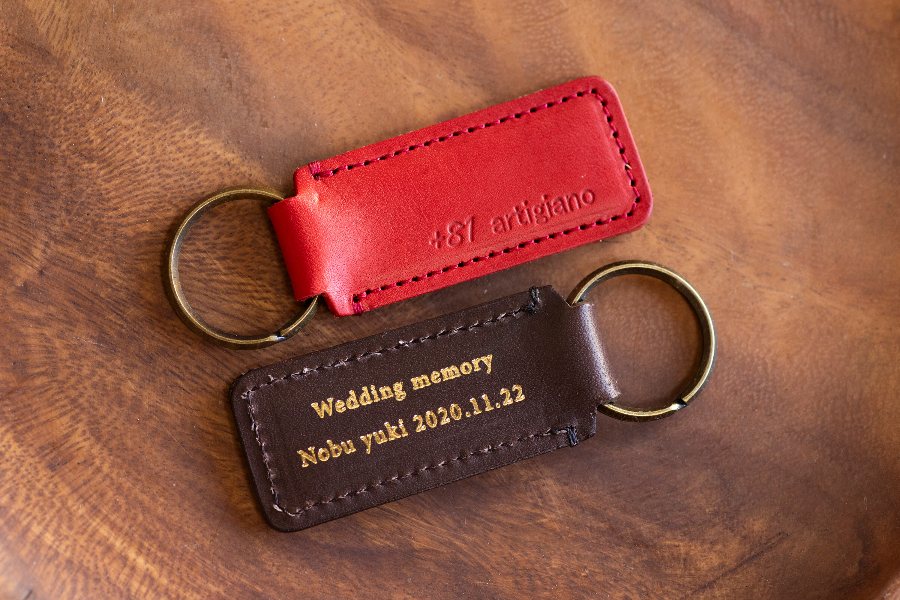 名入れ可能】本革 キーホルダー 日本製 角型 キーリング レザー 革小物