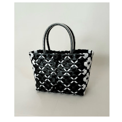 Sサイズ~ 黒白 かごバッグ ppバンド製 撥水素材 スパバッグ お