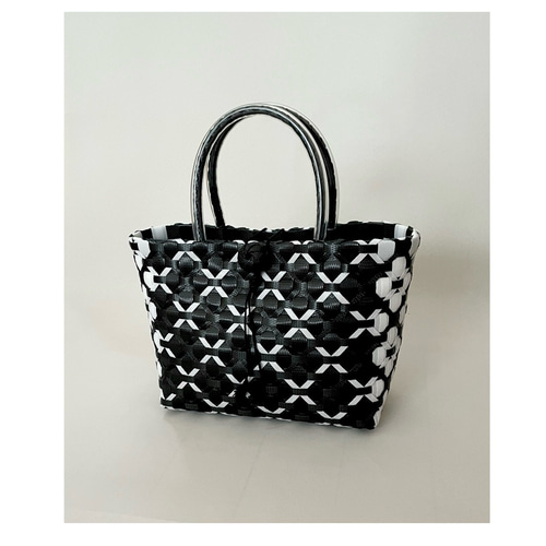 Sサイズ~ 黒白 かごバッグ ppバンド製 撥水素材 スパバッグ お散歩