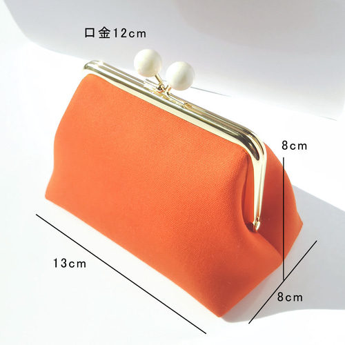ビタミンカラー)オレンジのがま口 小さなポーチ がま口 mon-chan