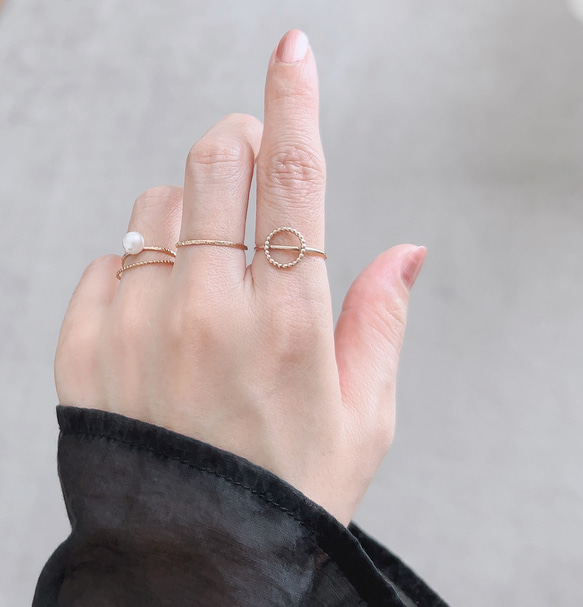 14kgfリング【bedash ring】ゴールド　シンプル　つけっぱなし　ピンキーリング　サムリング 3枚目の画像