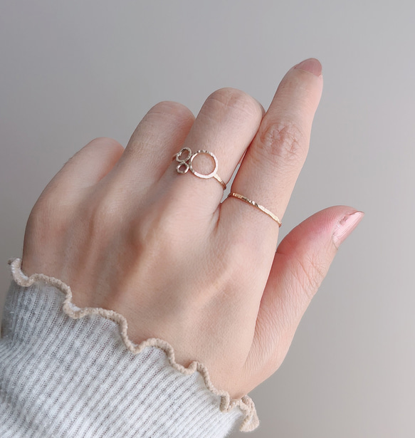 14kgfリング【bedash ring】ゴールド　シンプル　つけっぱなし　ピンキーリング　サムリング 2枚目の画像