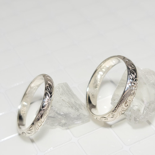 誠実 ハワイアンジュエリー ペアセット ３㎜リング プレゼント