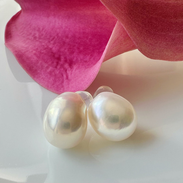 パープル系パール　ピアス　イヤリング　バロックパール 大粒！バロックパールピアス - 天然石とパールYAYOI&CO | minne