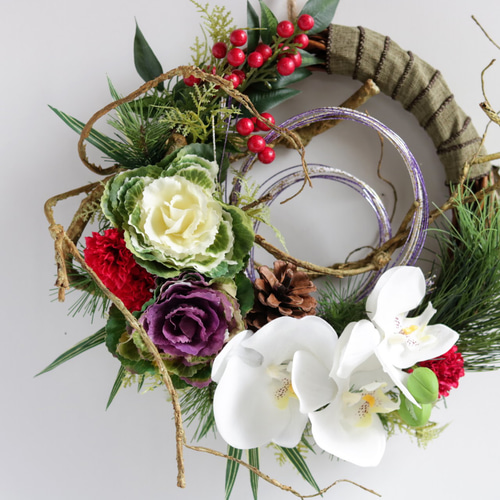お正月リース♪No.15 Amazon.co.jp: リース お正月リース お正月飾り 花輪 正月飾り