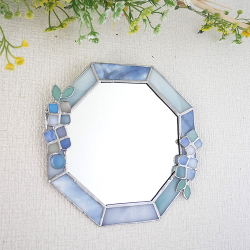 ✴︎:.。アネラ様 オーダー作品♪ ミモザの八角形鏡 木のモノショップ