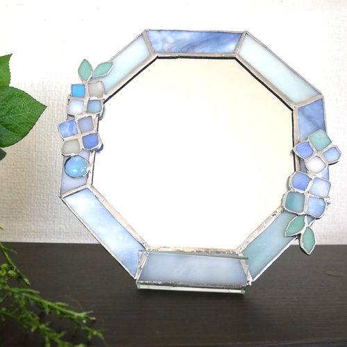 ✴︎:.｡.:水色ブルーの八角形の鏡♪ （20size/Max23） ドレッサー