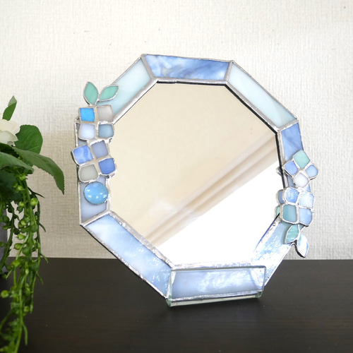 ✴︎:.｡.:水色ブルーの八角形の鏡♪ （20size/Max23） ドレッサー