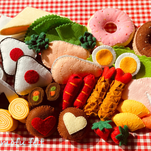 【サンプルページ　No.8】フェルトままごと　ハートのお寿司 サンプルページ No.8】フェルトままごと ハートのお寿司