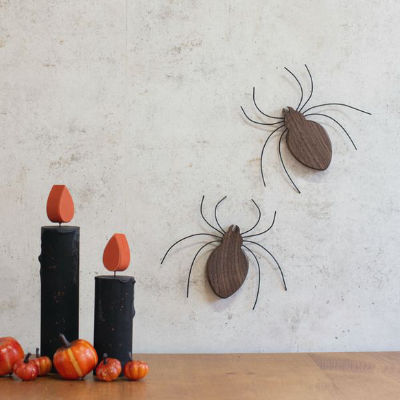 【送料無料】ハロウィン オーナメント クモ 蜘蛛 ウォールデコ 飾り 木製 インテリア 雑貨  オブジェ くも 5枚目の画像