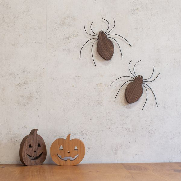 【送料無料】ハロウィン オーナメント クモ 蜘蛛 ウォールデコ 飾り 木製 インテリア 雑貨  オブジェ くも 6枚目の画像