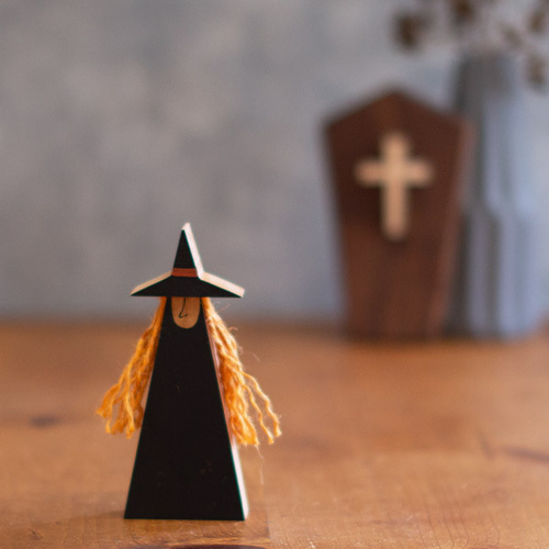 魔女×黒猫ミニ セット｜ハロウィン 飾り 猫 置物 ねこ オブジェ ネコ