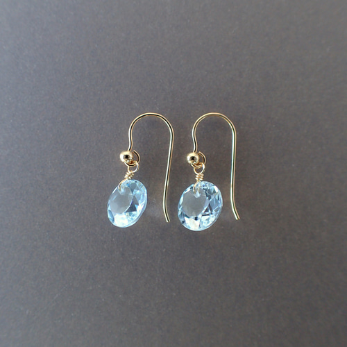 14kgf＊スカイブルートパーズ ピアス ピアス（フック・チェーン