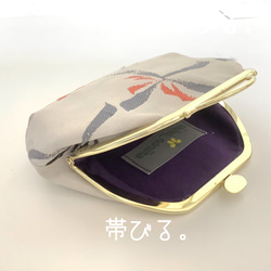 ✳︎Gamaguchi pouch✳︎がま口 ポーチ　グレー　シルク帯リメイク✳︎ 4枚目の画像