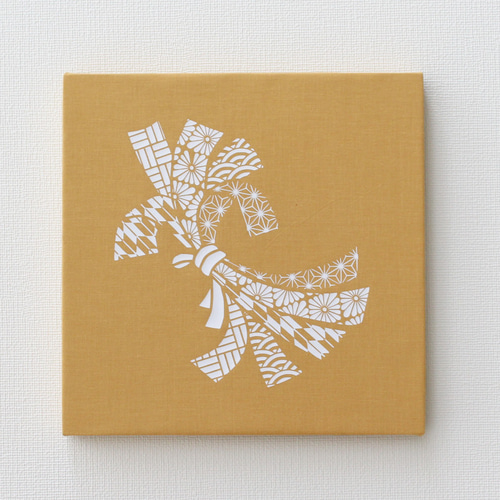 ハンドメイド　パッチワークタペストリー(束ね熨斗) 束ね熨斗(のし)のパネル M-606【17色】/白ファブリックパネル